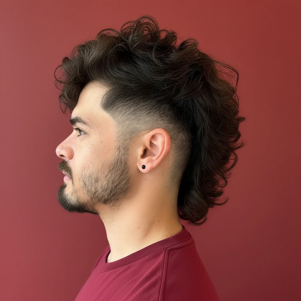 Low Fade Mohawk with Curly Hair