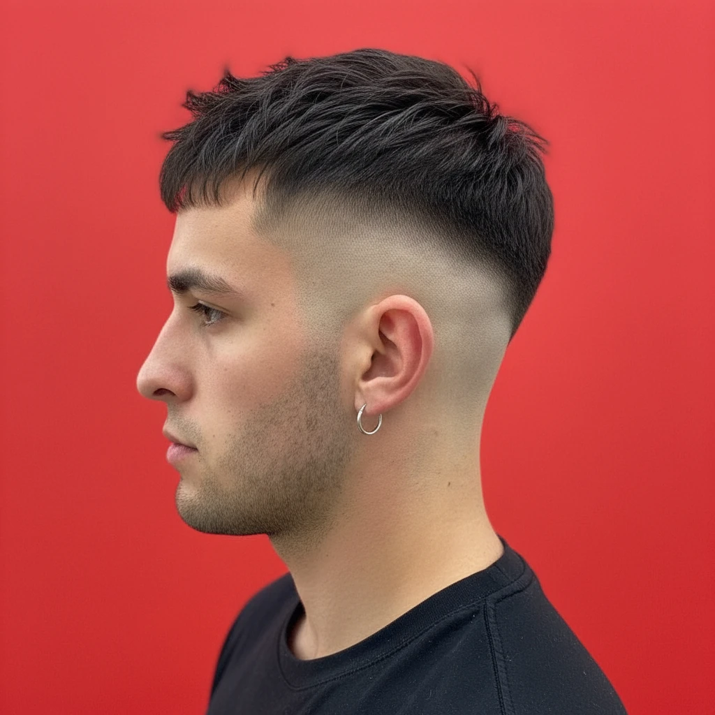 Mohawk Cut with Low Gradient on Straight Hair
