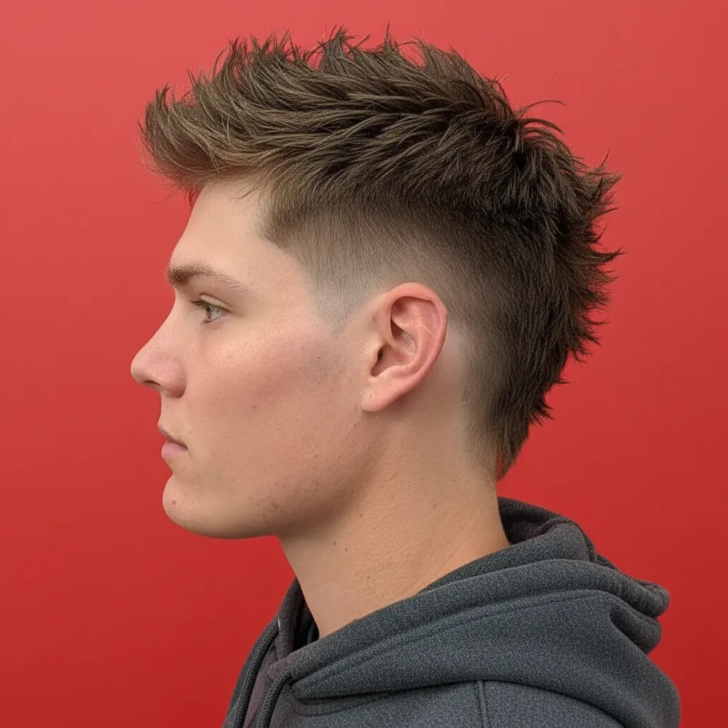 Corte Moicano com Degradê Baixo em Cabelo Liso