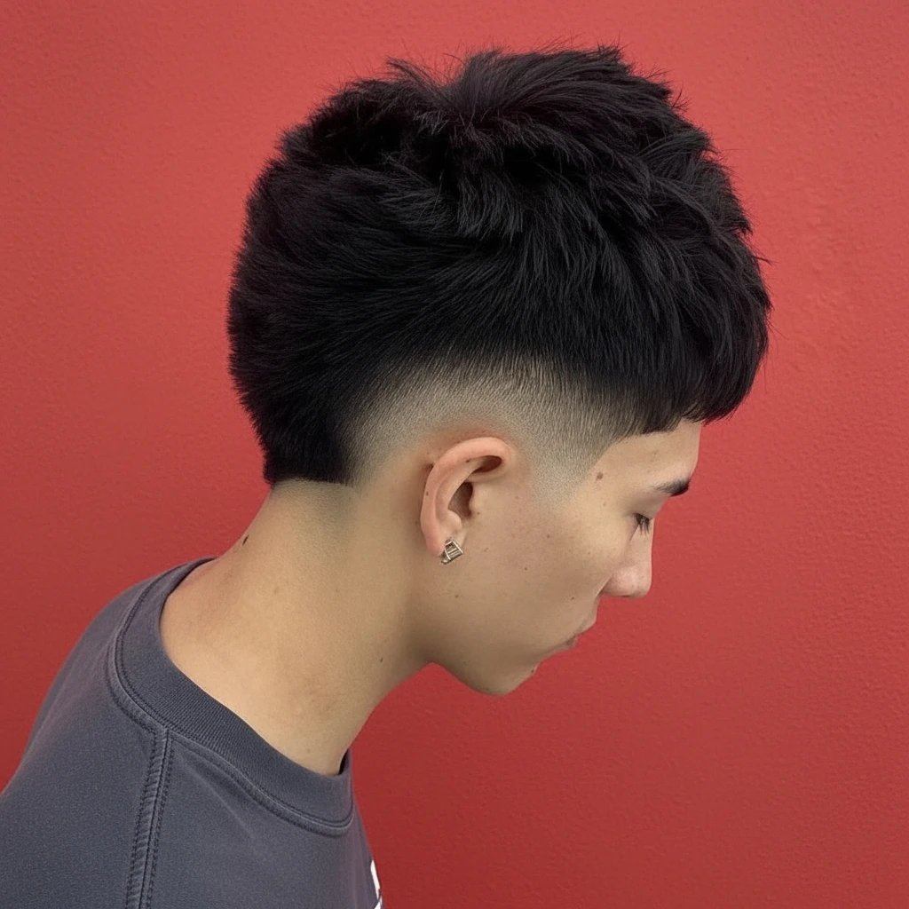 Corte Moicano com Degradê Baixo em Cabelo Liso