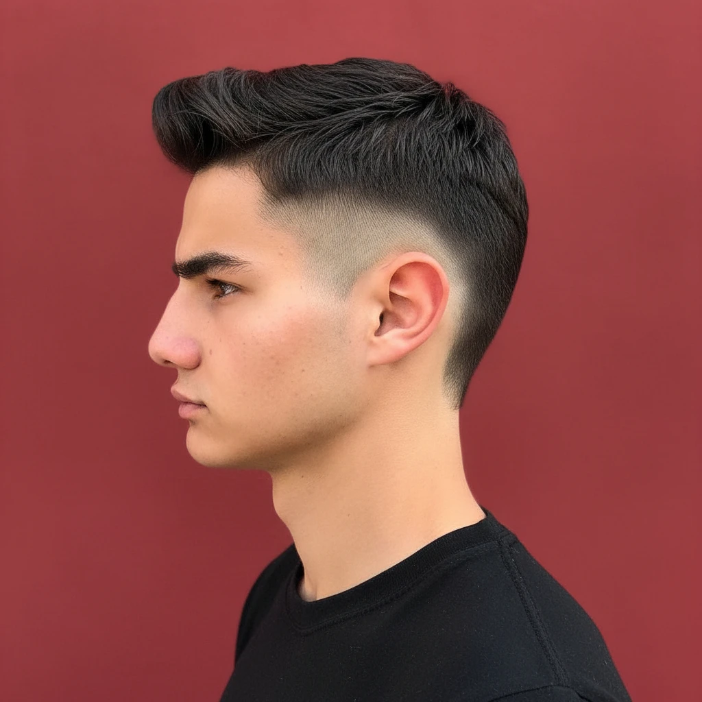 Corte Moicano com Degradê Baixo em Cabelo Liso