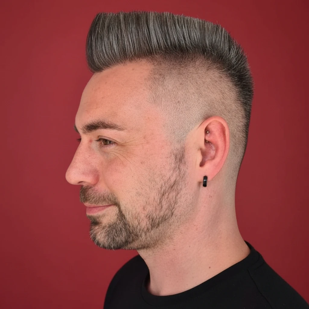 Corte Moicano com Degradê Baixo em Cabelo Liso