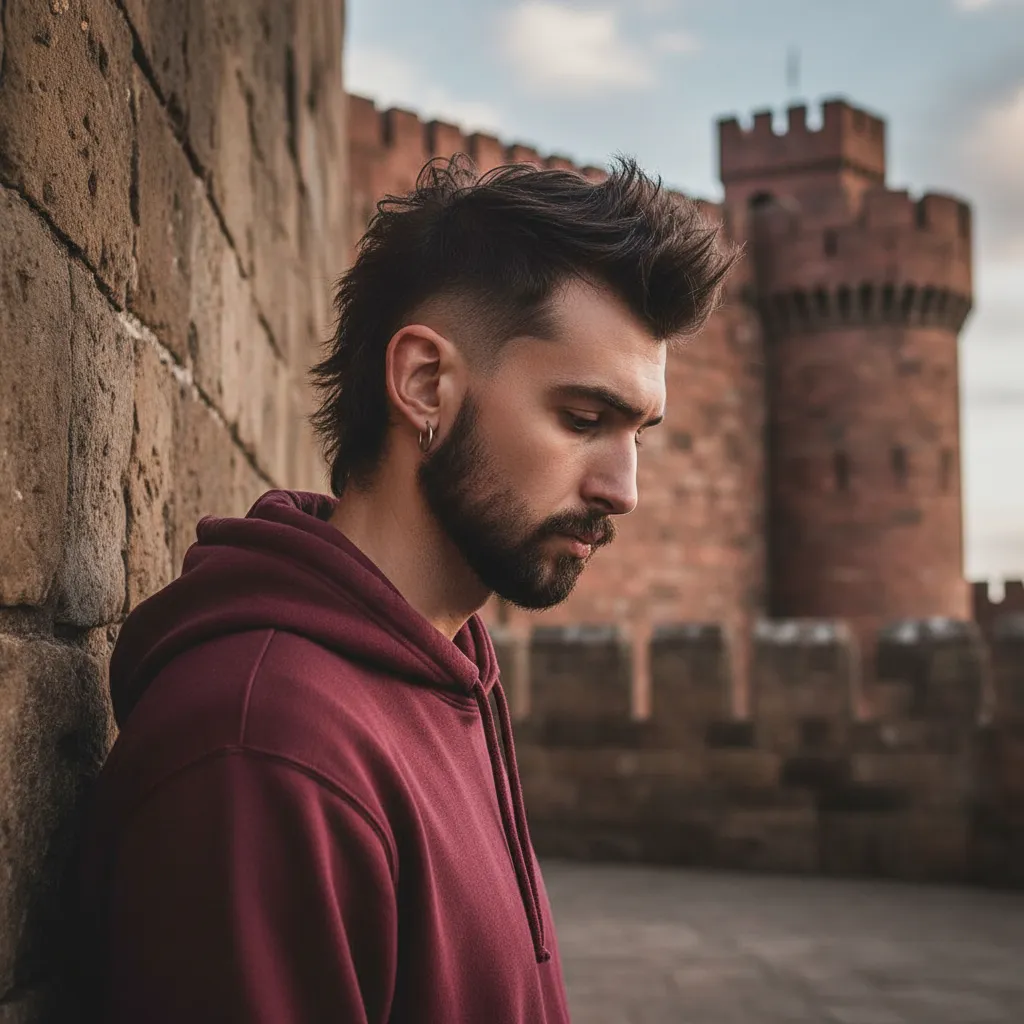 Corte Moicano com Degradê Baixo em Cabelo Liso