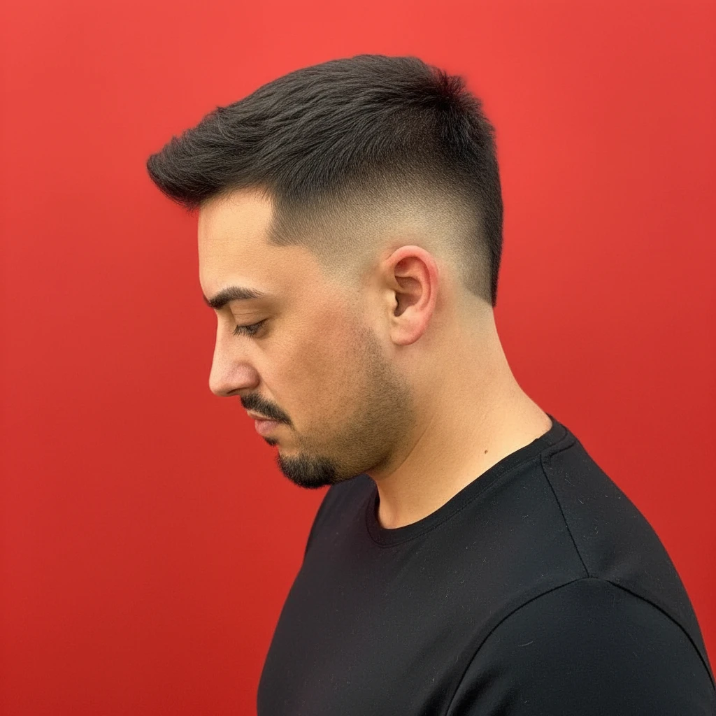 Corte Moicano com Degradê Baixo em Cabelo Liso