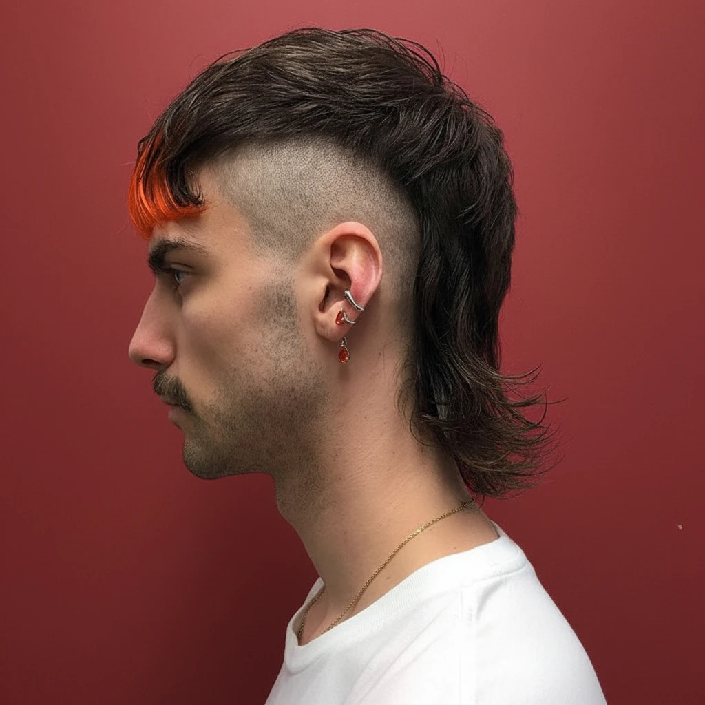 Corte Moicano com Degradê Lateral e Ponta Colorida