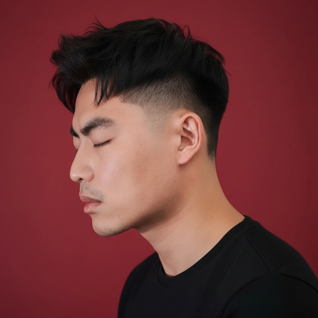 Corte Moicano com Degradê Lateral em Cabelo Liso