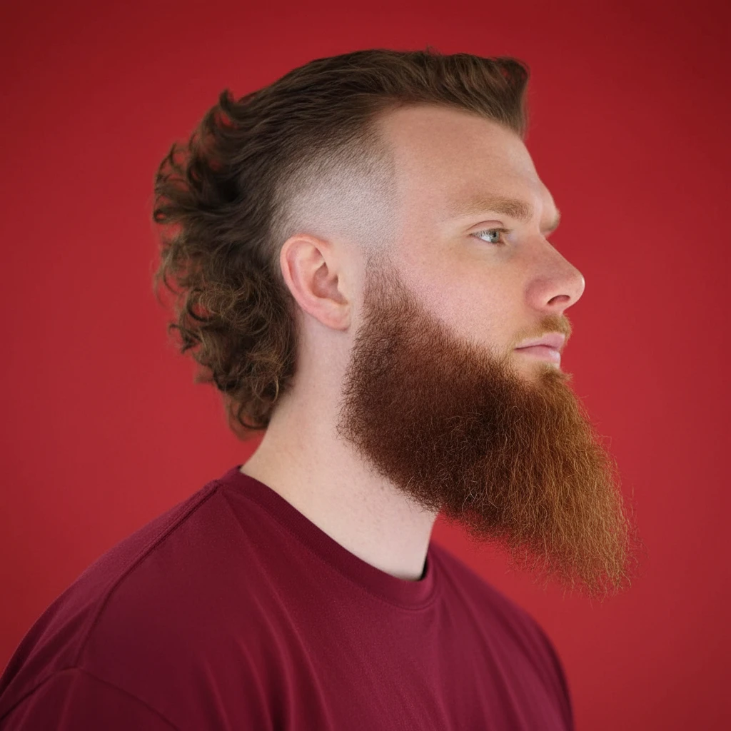 Corte Mohawk con Degradado y Barba Estilizada