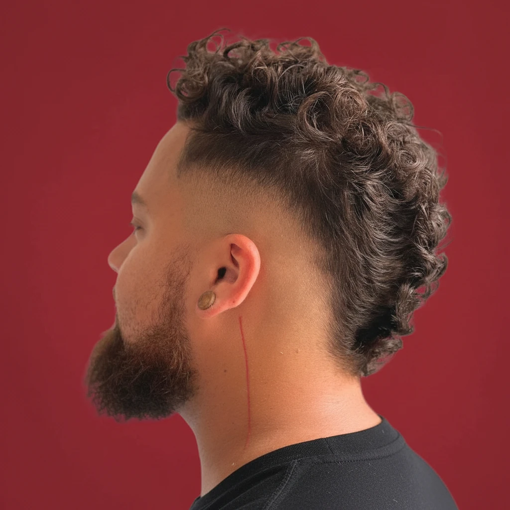 Corte Moicano com Degradê e Cabelo Cacheado