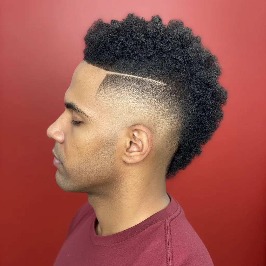 Mohawk Cut with Gradient and Side Part