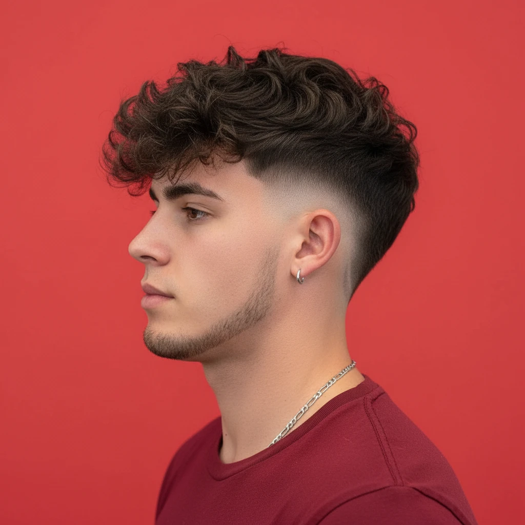 Mohawk Cut with Gradient Curly Hair
