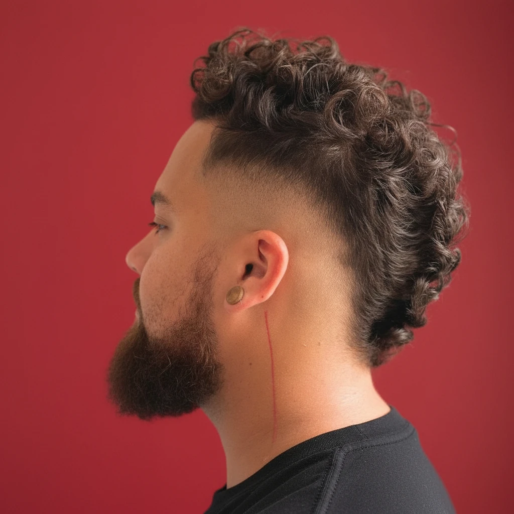 Mohawk Cut with Gradient Curly Hair
