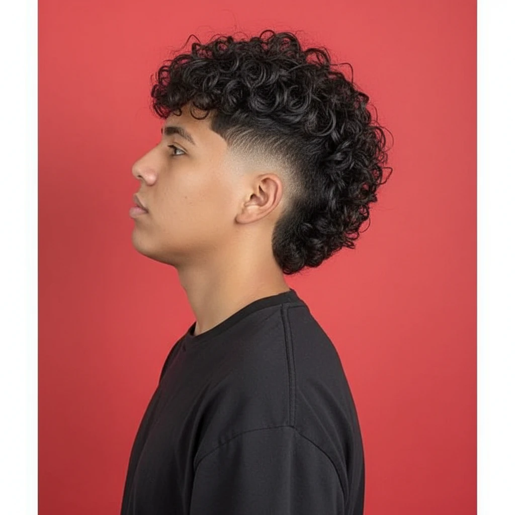 Corte Moicano com Degradê em Cabelo Cacheado