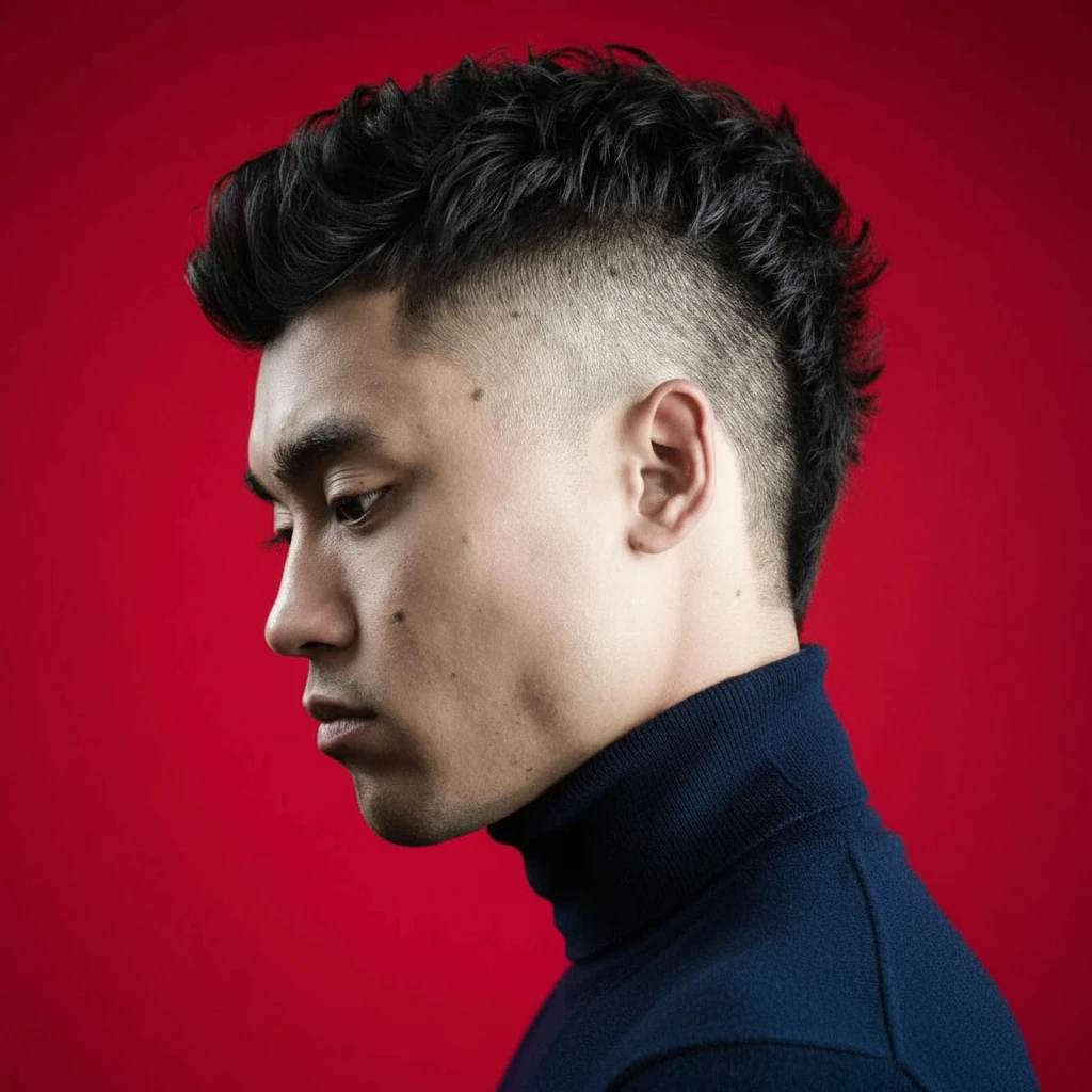 Corte Moicano com Degradê em Cabelo Liso