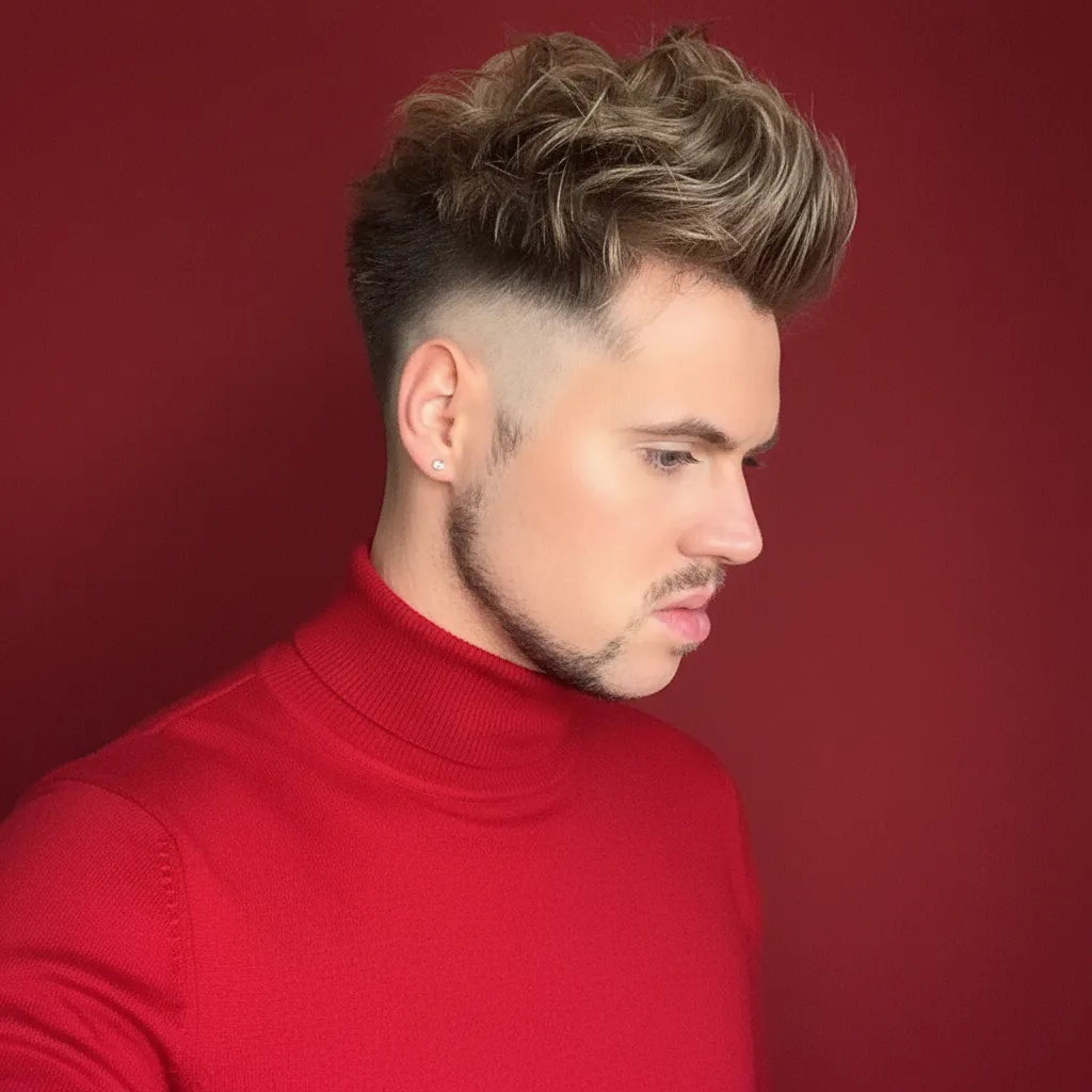 Corte Mohawk con degradado en cabello liso