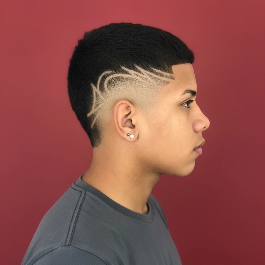 Corte Mohawk con raya lateral