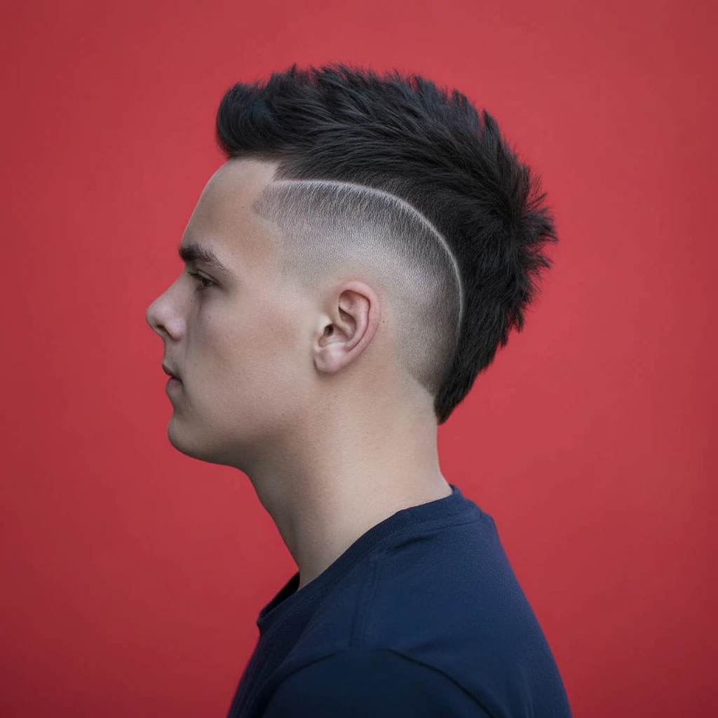Corte Mohawk con raya lateral