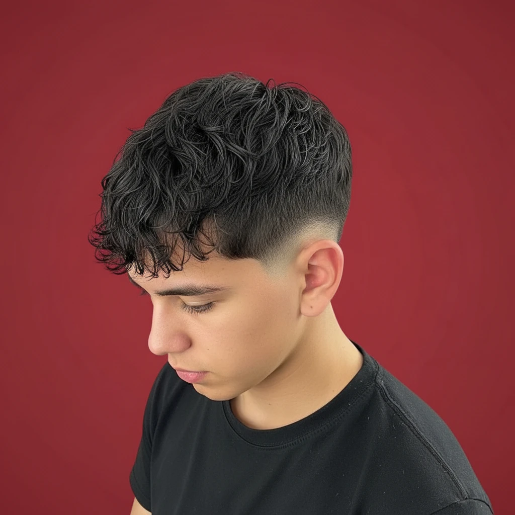 Corte Moicano em Cabelo Cacheado com Degradê