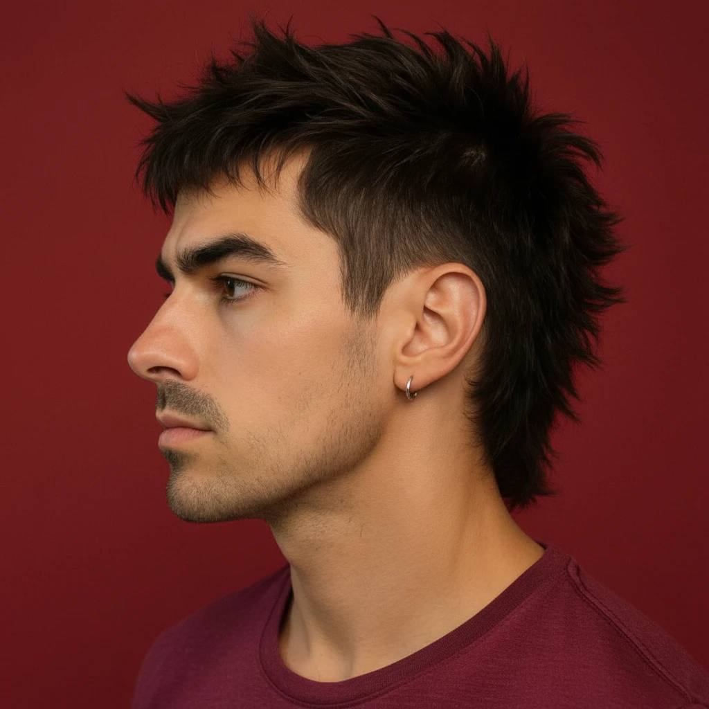 Textured Men's Mullet Cut on Straight Hair