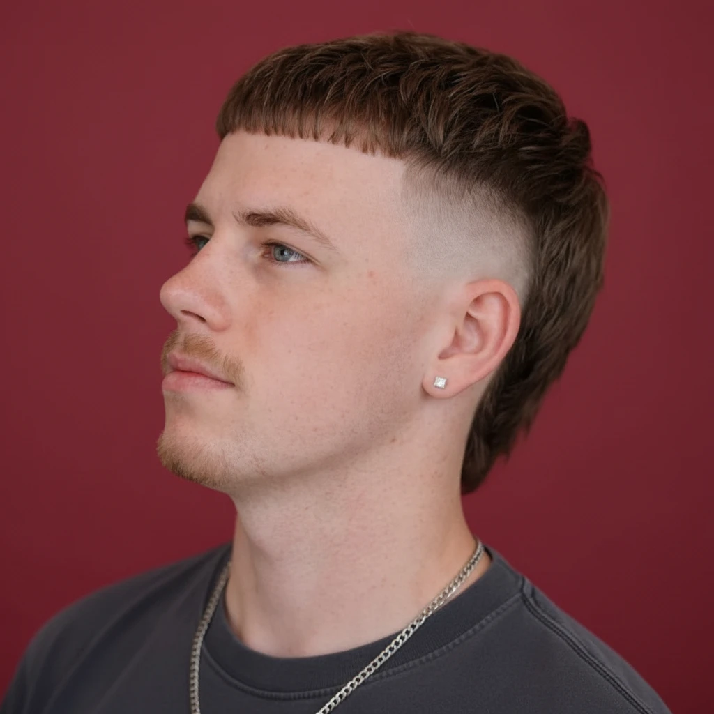 Men's Mullet Cut with Low Gradient