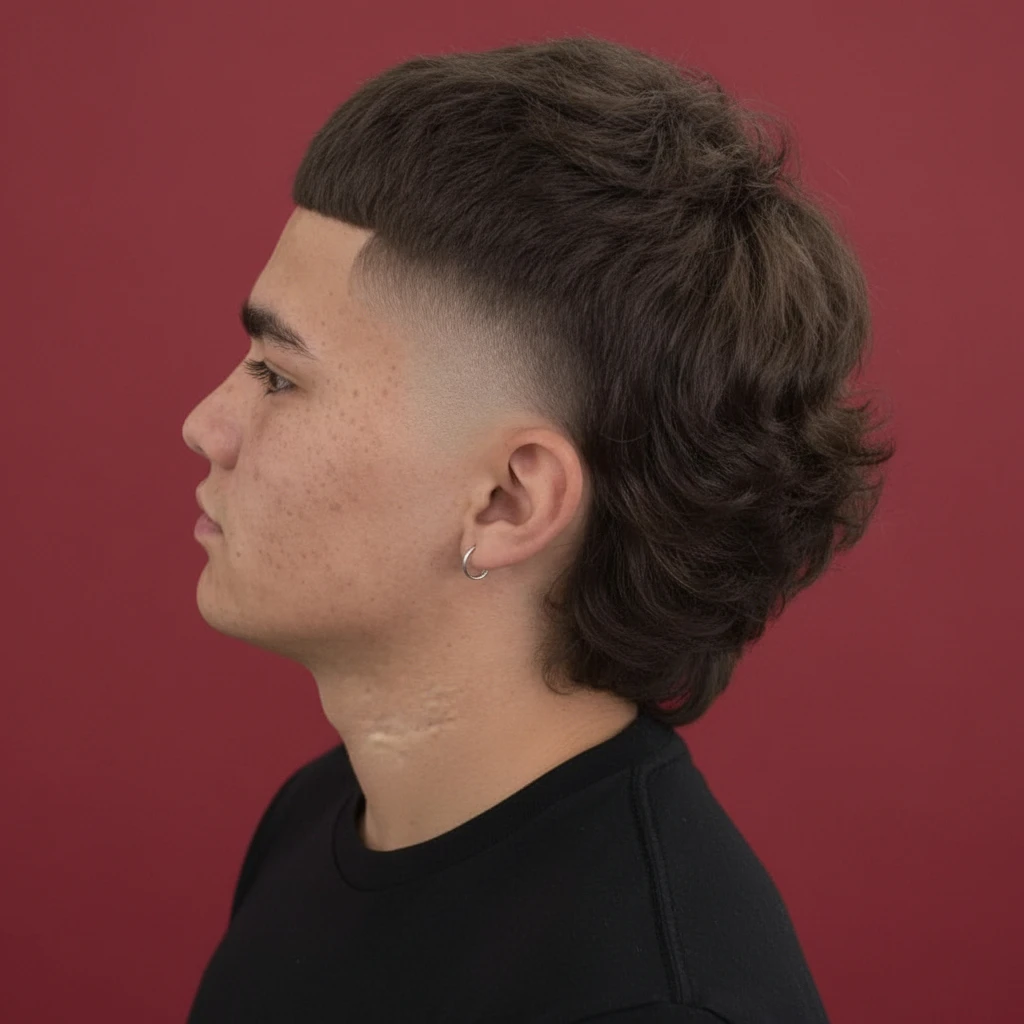 Corte Mullet Masculino com Degradê Baixo