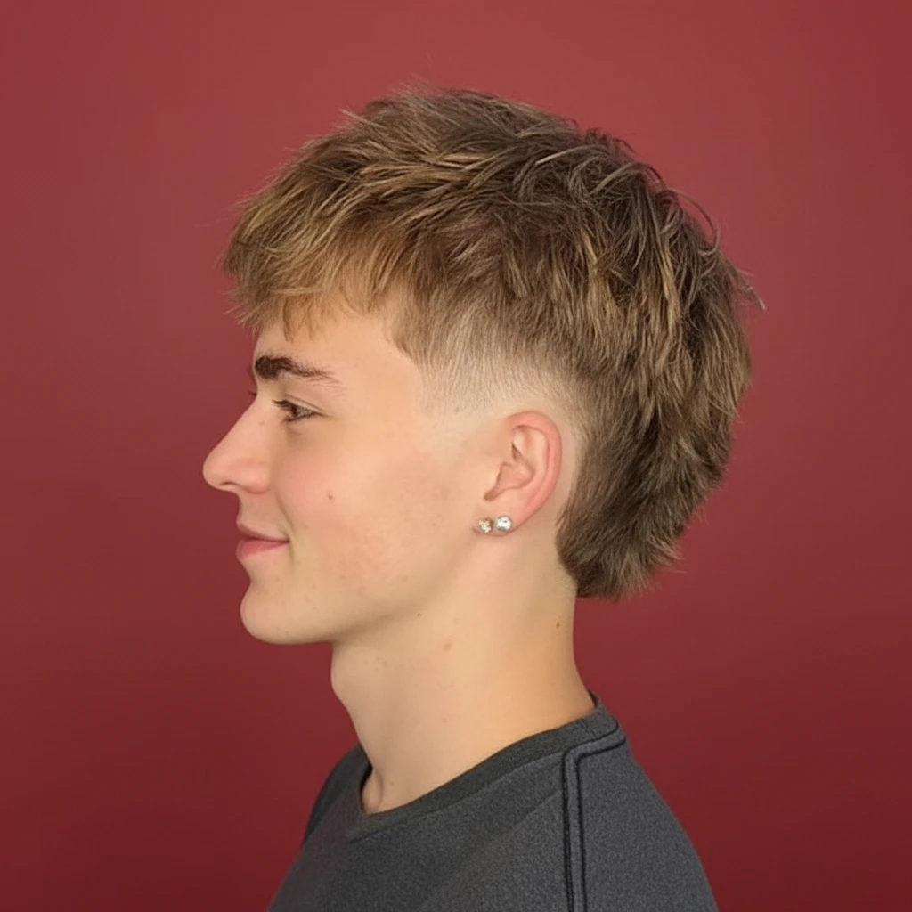 Corte Mullet Masculino com Degradê Baixo