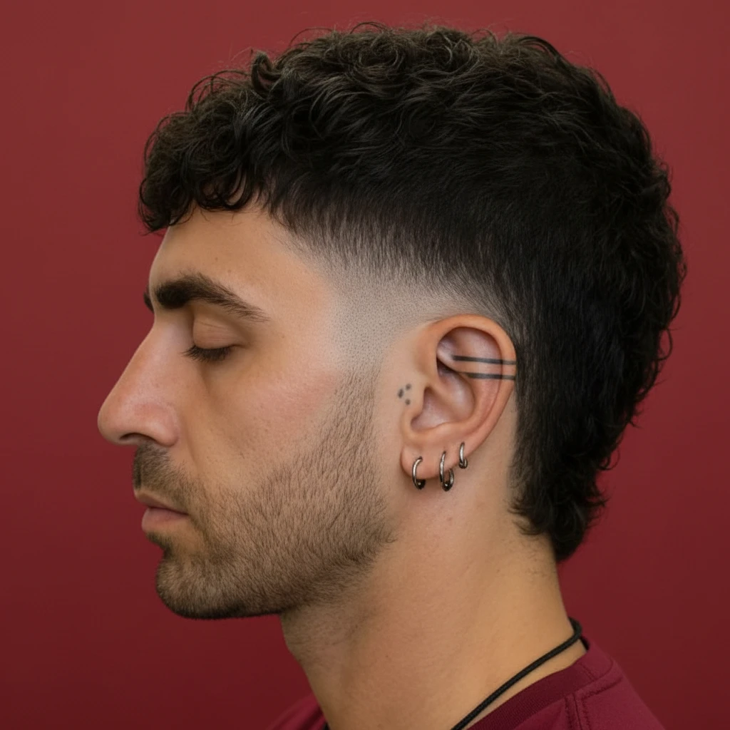 Corte Mullet Masculino com Degradê Lateral