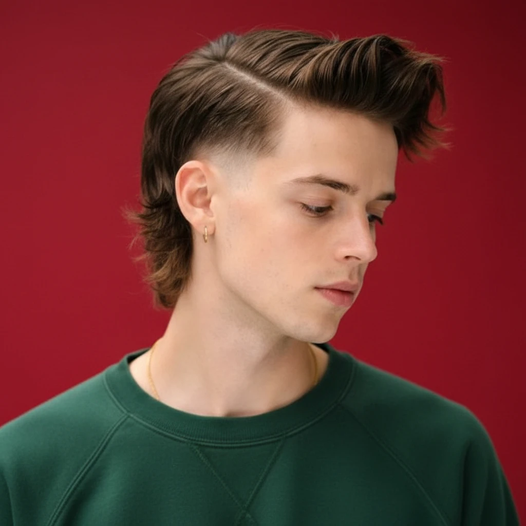 Corte Mullet Masculino com Degradê Lateral