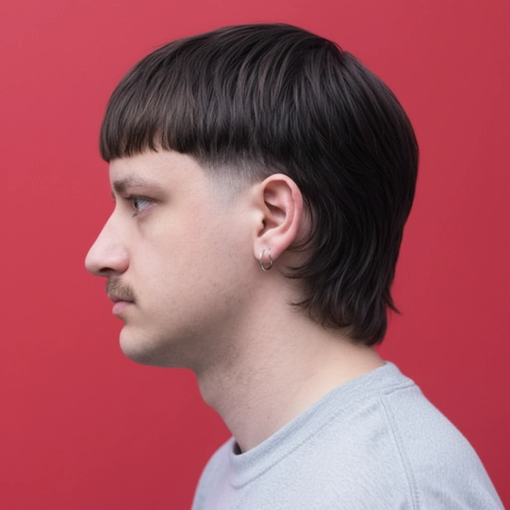 Corte Mullet Masculino com Degradê Lateral