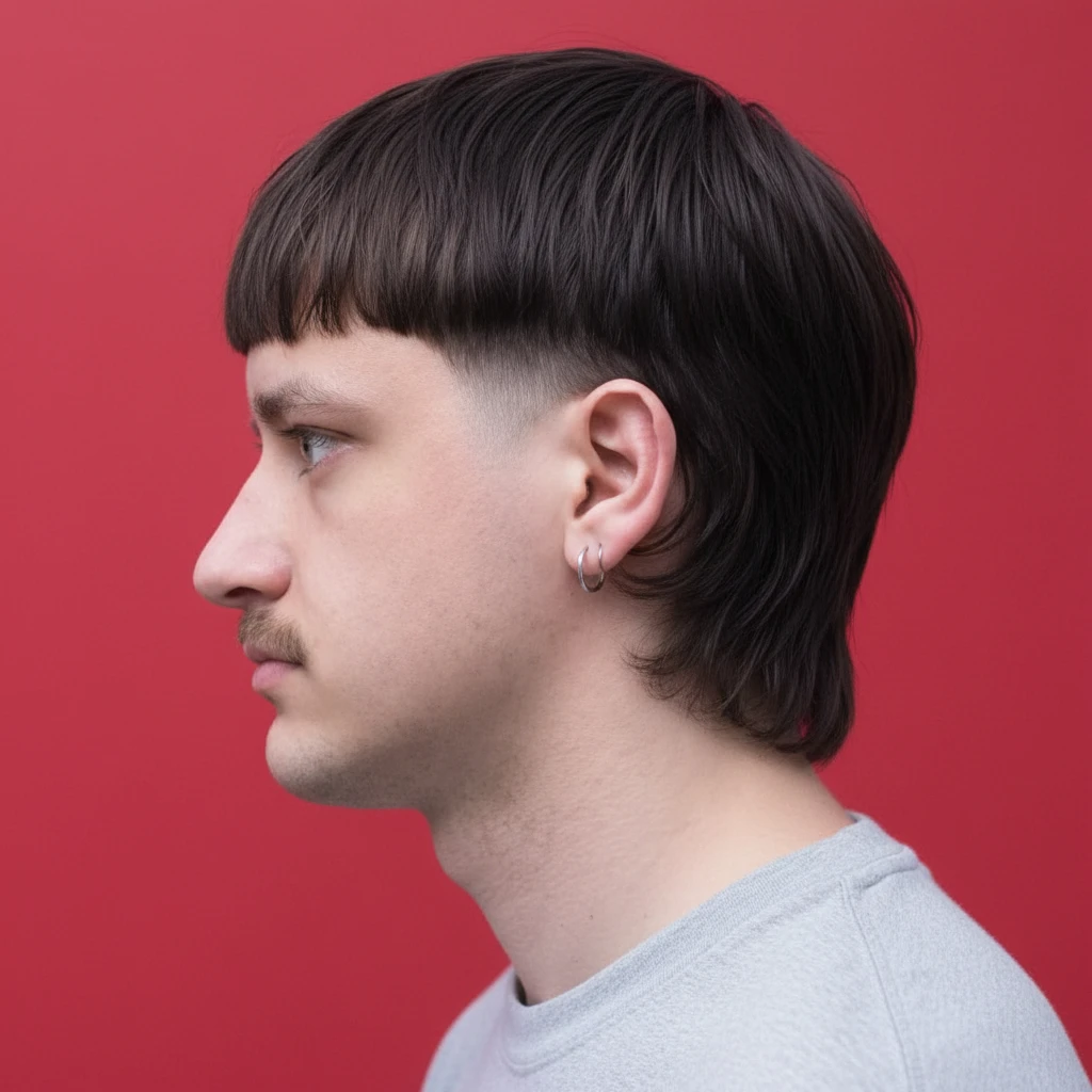 Corte Mullet Masculino com Degradê Lateral