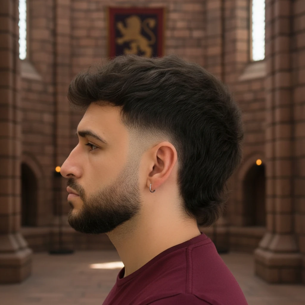 Corte Mullet Masculino com Degradê Lateral