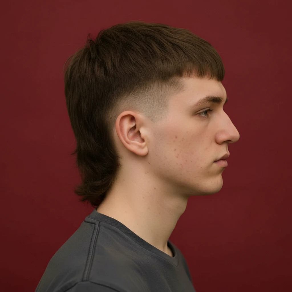 Men's Mullet Cut with Side Gradient