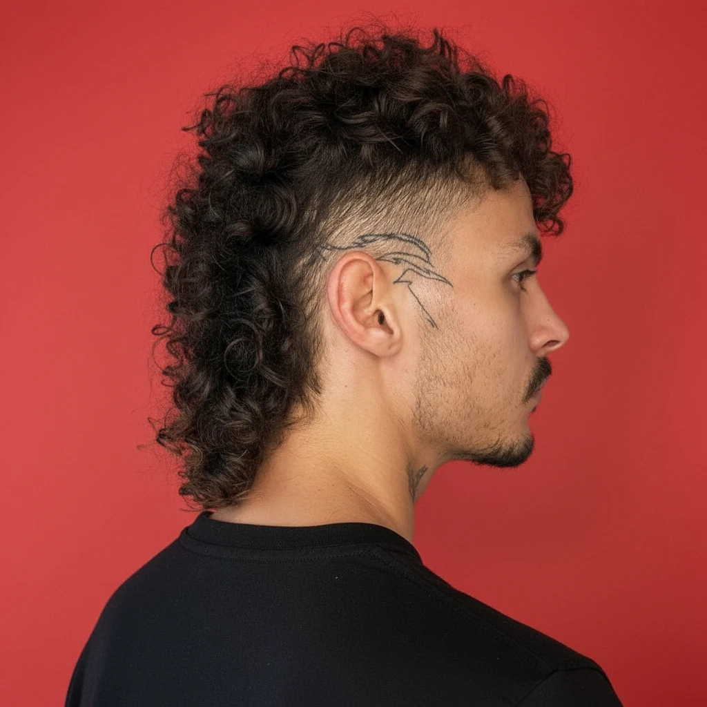Corte Mullet Masculino com Degradê e Cacheado