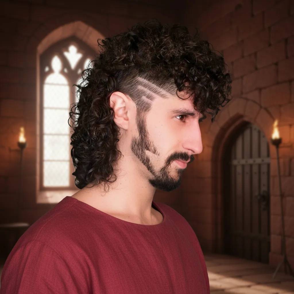 Corte Mullet Masculino com Risco Lateral