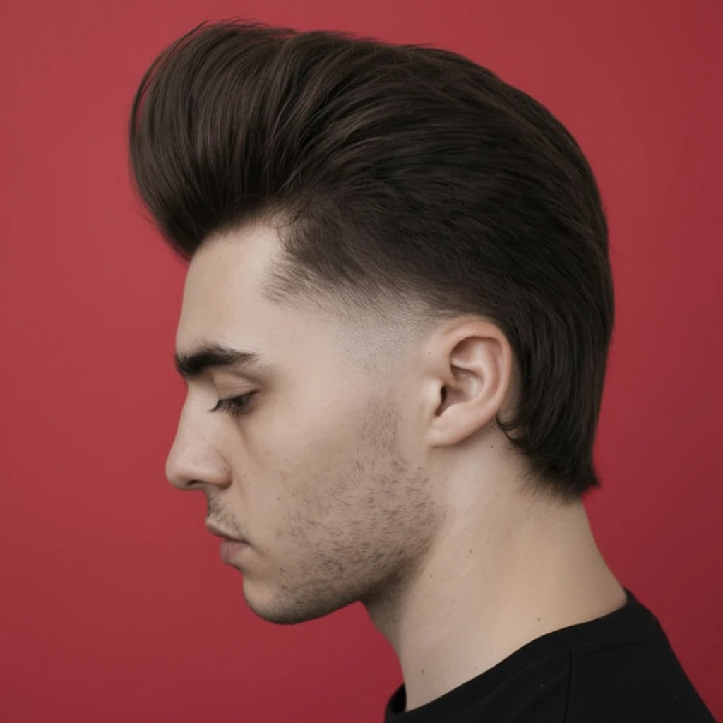 Corte Mullet para hombre con volumen en la parte superior.