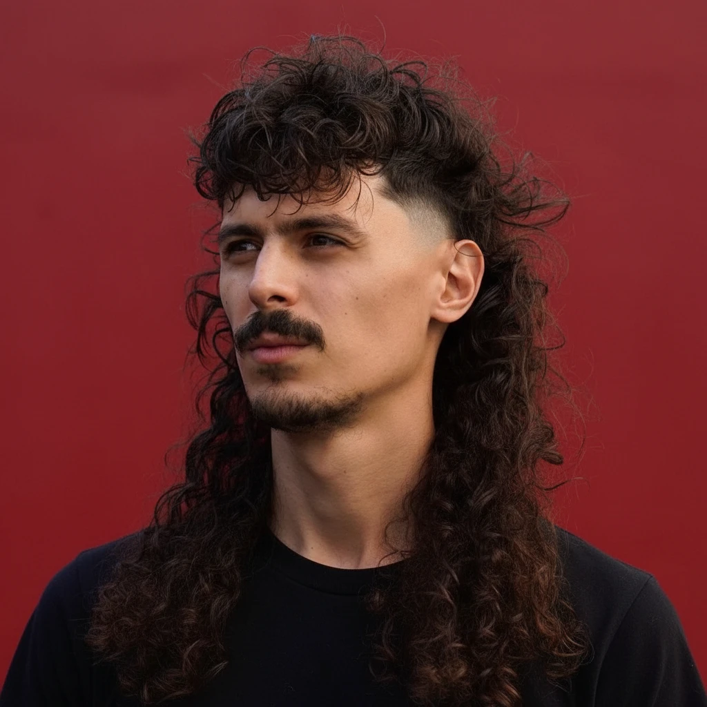 Corte Mullet Masculino em Cabelo Cacheado