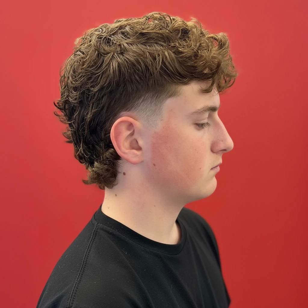 Men's Mullet Cut on Curly Hair