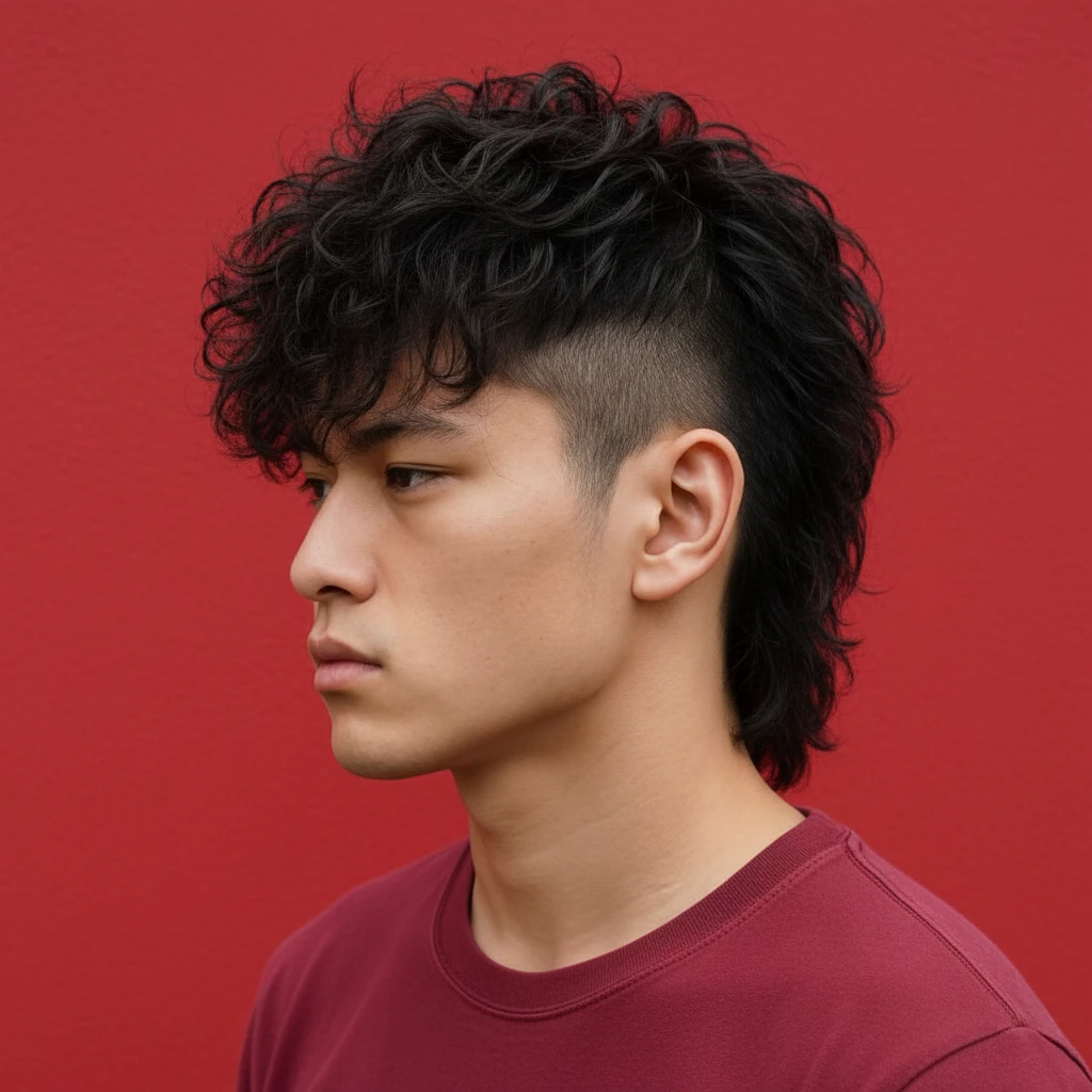 Corte Mullet Masculino em Cabelo Cacheado