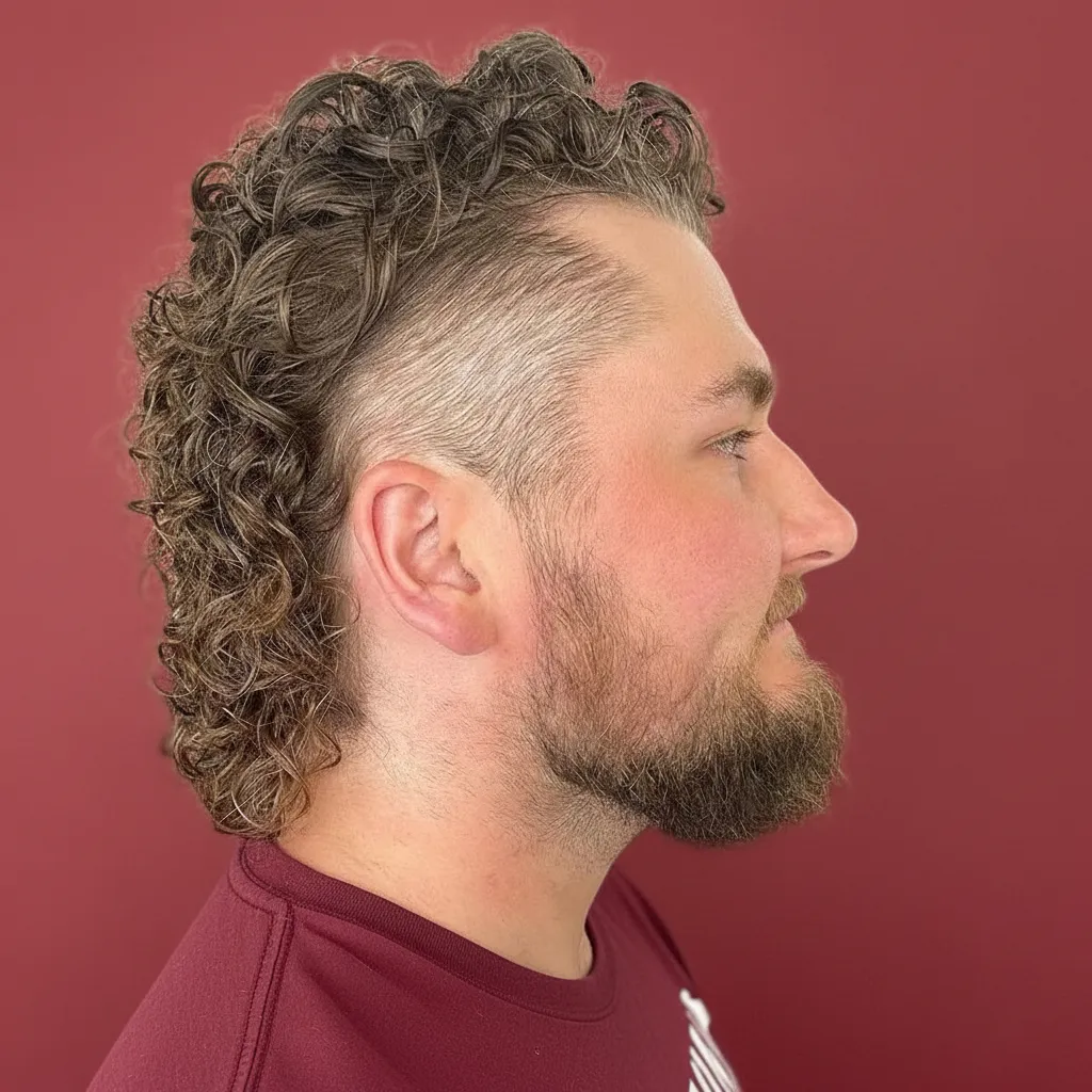 Corte Mullet Masculino em Cabelo Cacheado