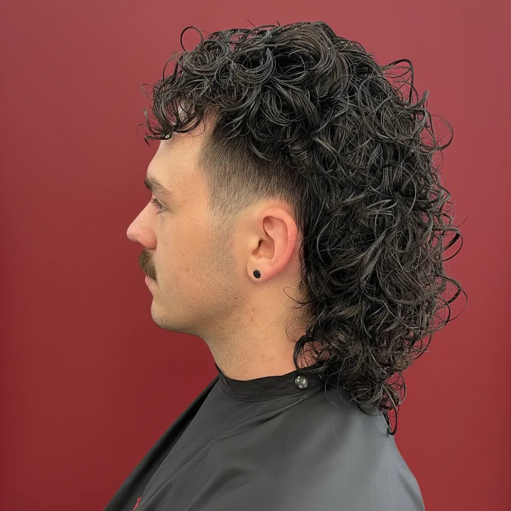 Corte Mullet Masculino em Cabelo Cacheado