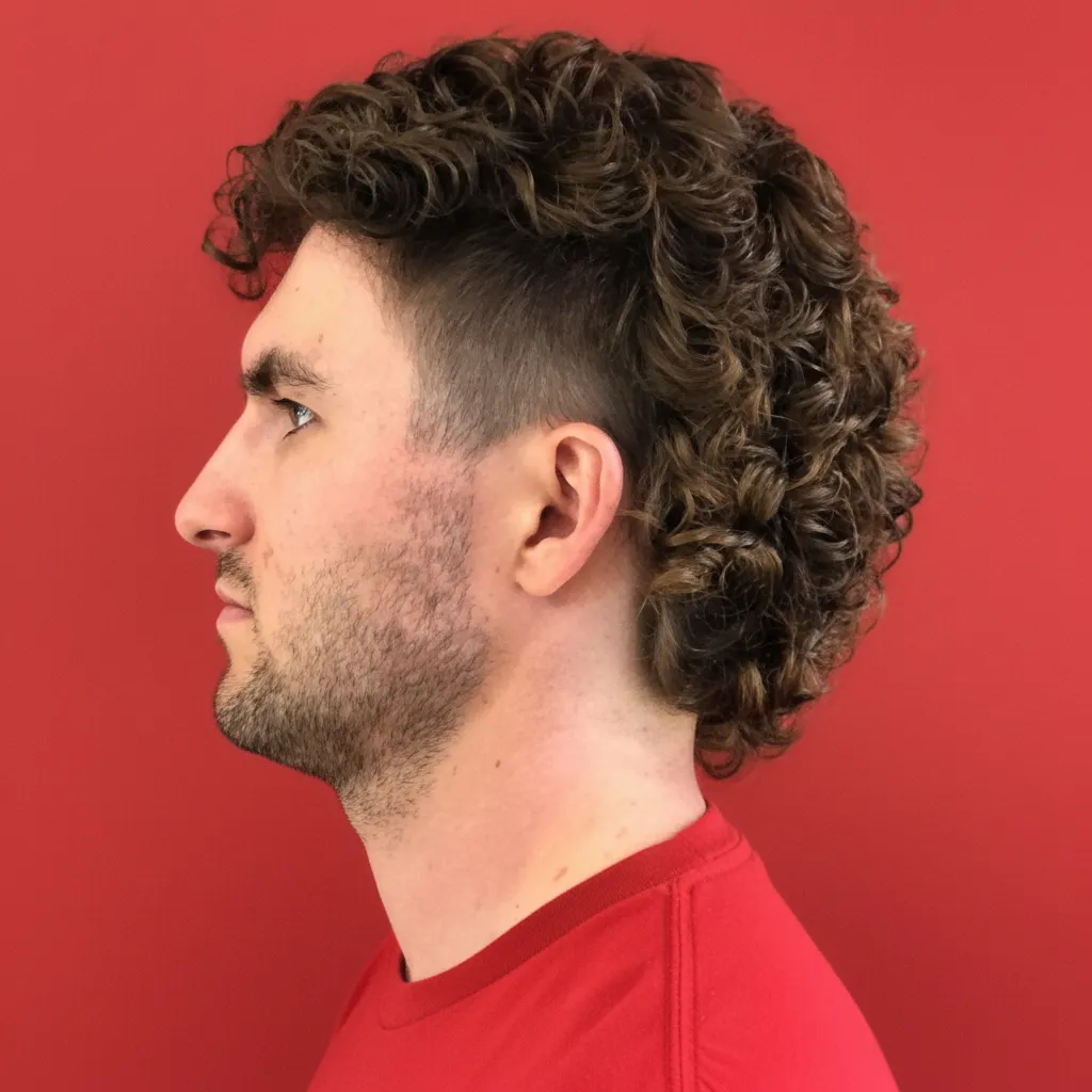Corte Mullet Masculino em Cabelo Cacheado