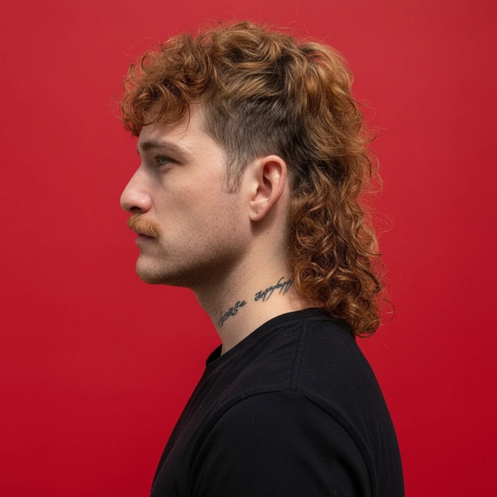 Corte Mullet Masculino em Cabelo Cacheado