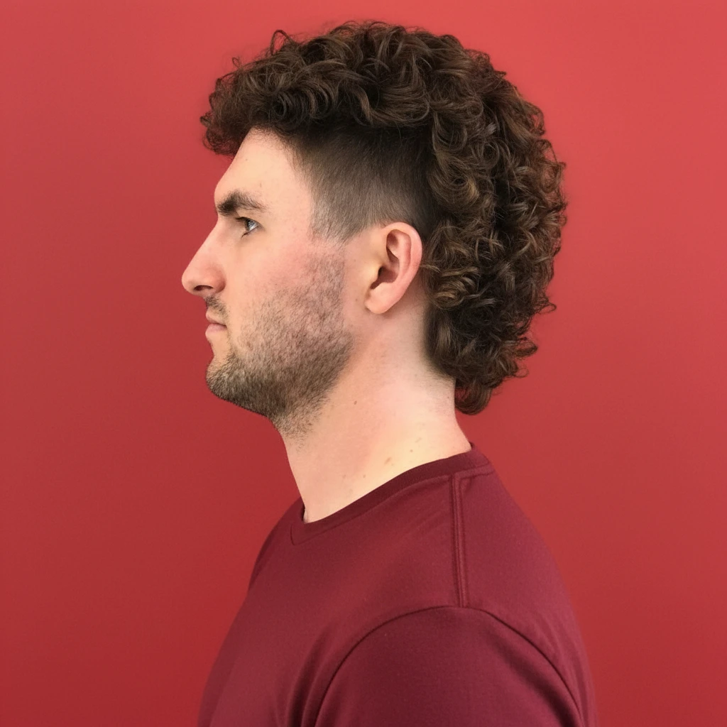 Corte Mullet Masculino em Cabelo Cacheado