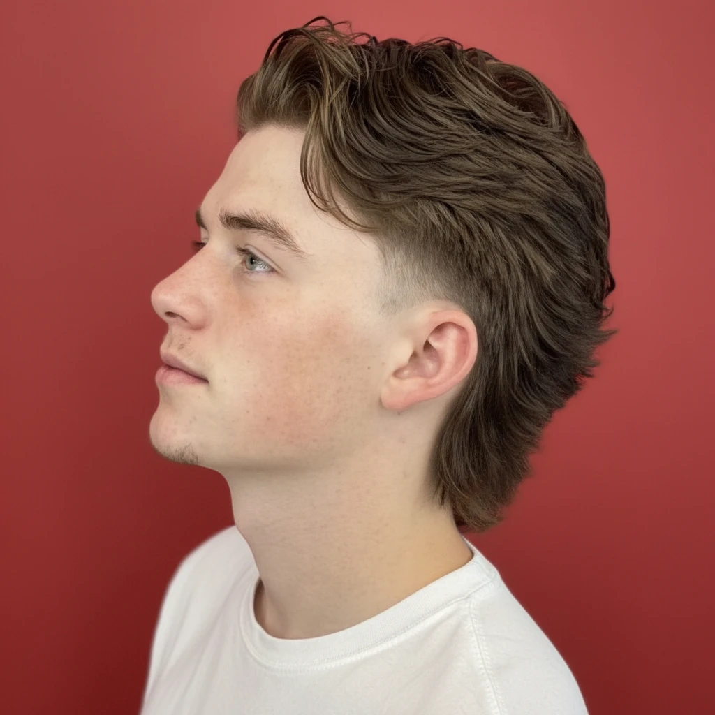 Men's Modern Mullet Fade Haircut with Straight Hair