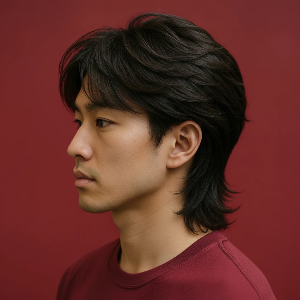 Corte Mullet Masculino em Cabelo Liso