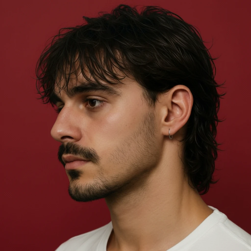 Men's Modern Mullet Haircut with Straight Hair