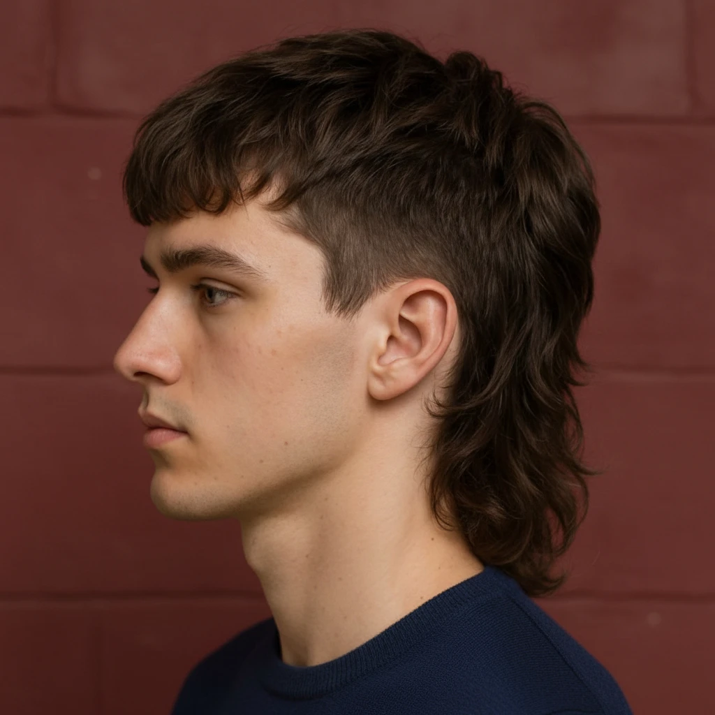 Corte Mullet Masculino em Cabelo Liso com Degradê