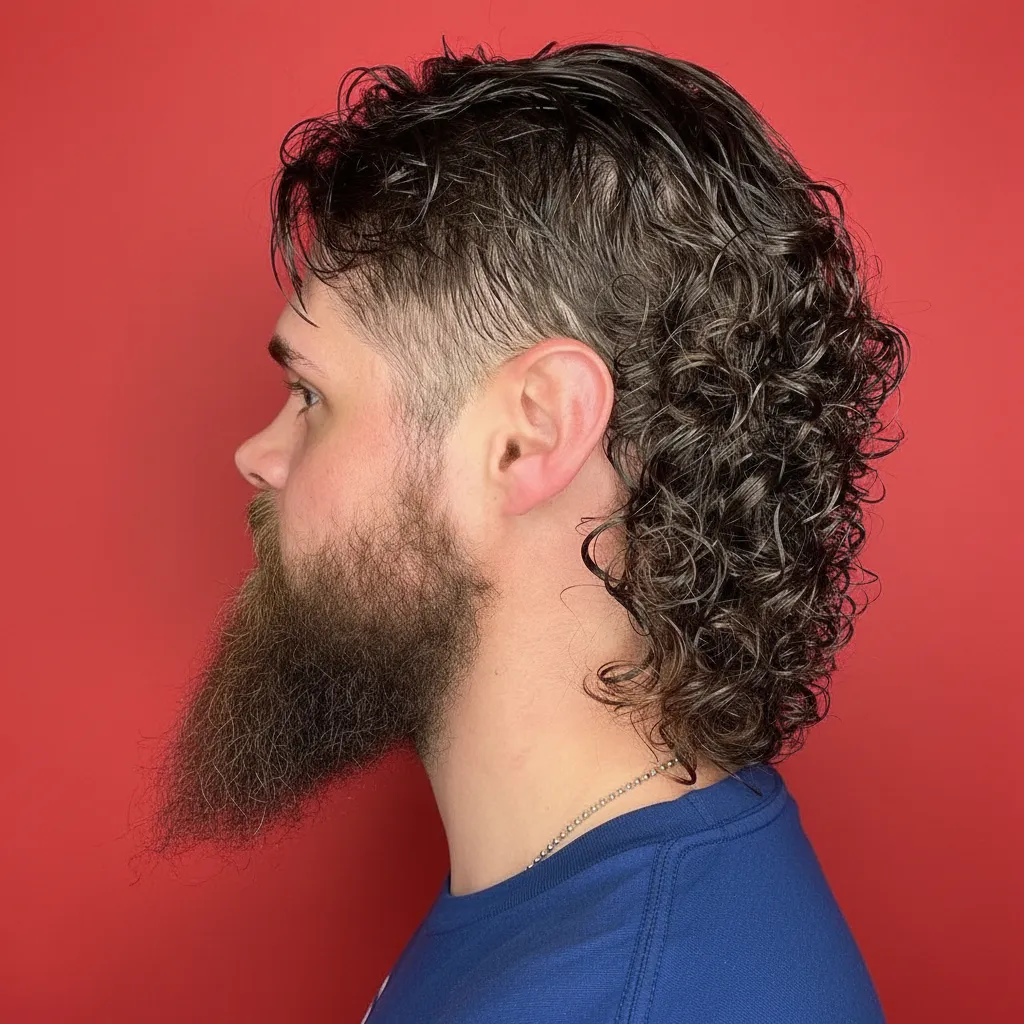 Corte Mullet Masculino em Cabelo Ondulado