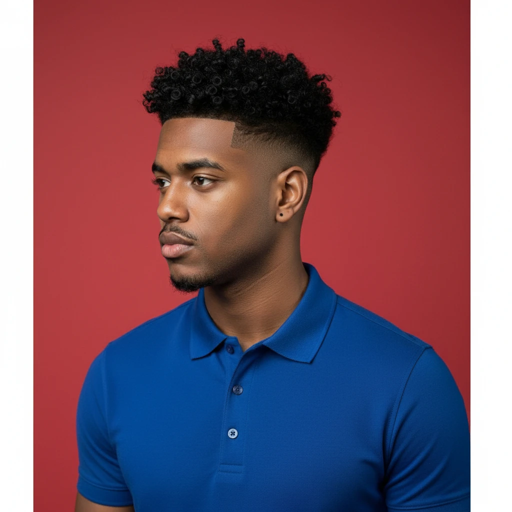 Corte Social Masculino com Degradê e Cabelo Cacheado