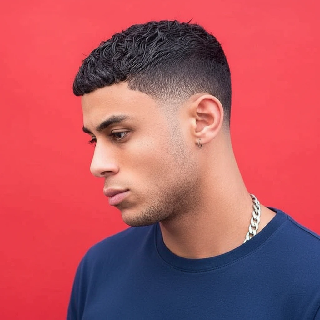 Corte Social Masculino com Degradê e Cabelo Cacheado