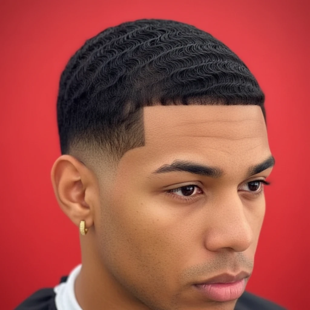 Vestido de hombre cortado con degradado y ondas.